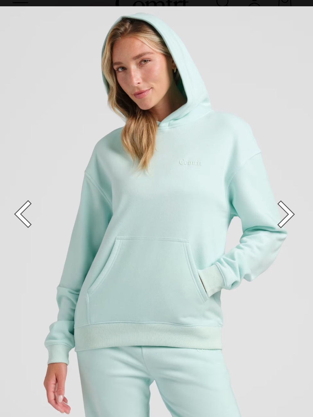 Halo Lightweight Crop Hoodie in Aqua Mist